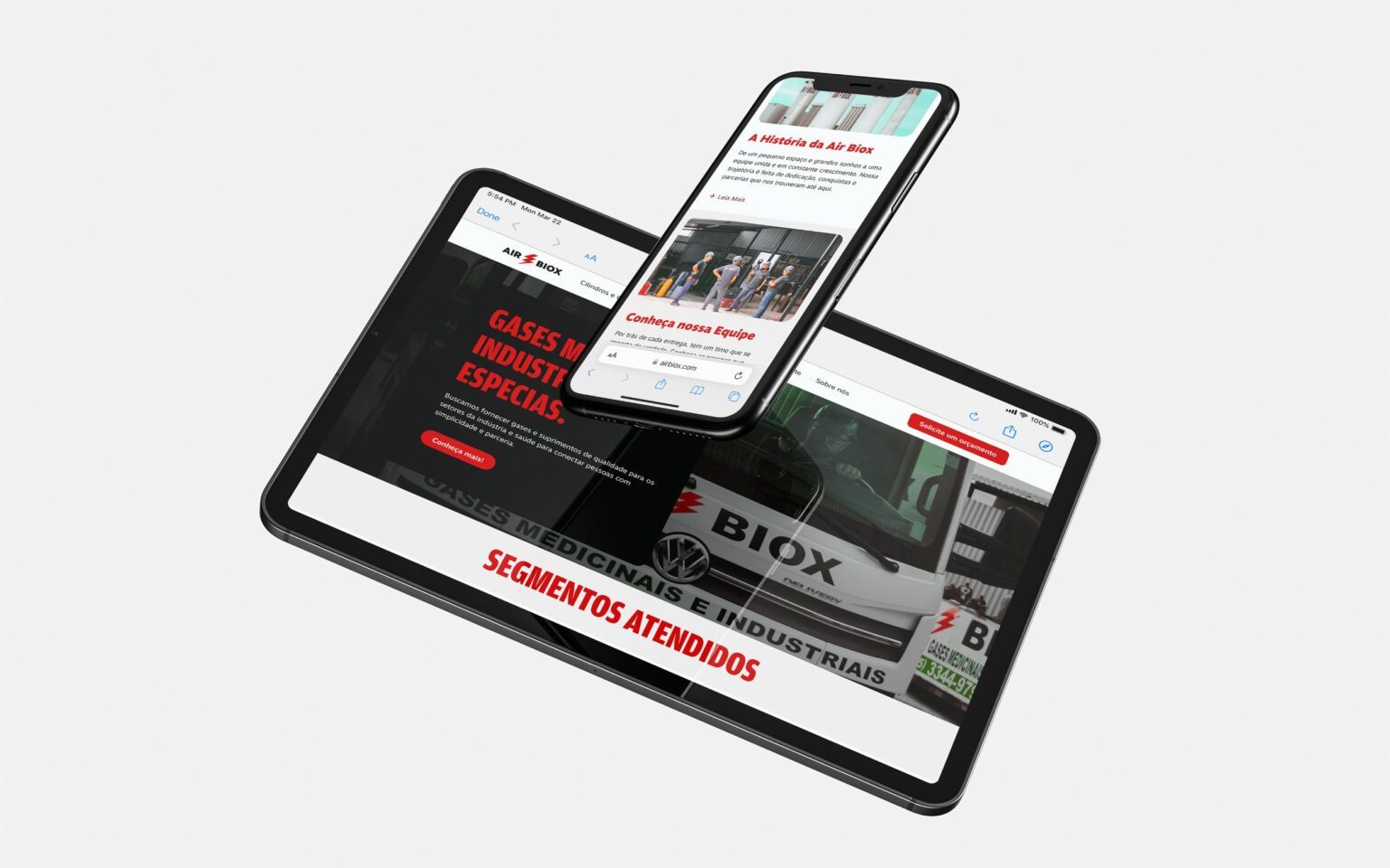 Site da Air Biox em tablet e celular